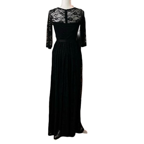 Black gothic Sz S formal dress Prom wedding graduation Lace over poly satin. - Picture 2 of 9